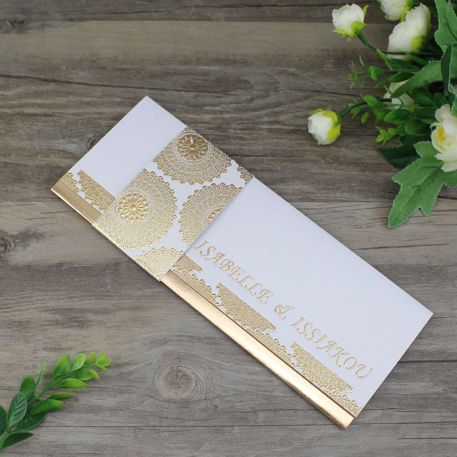 Rectangle Foil Printing Wedding Invitation Vellum Paper Marriage Card Customized 